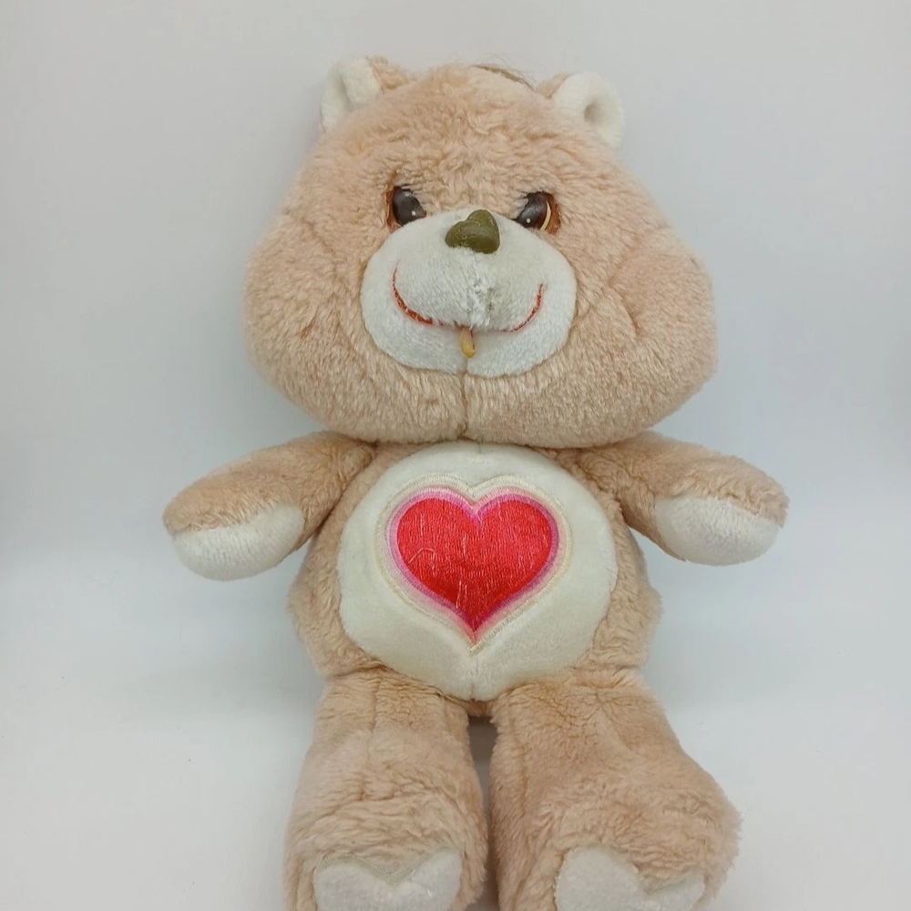 VTG Care Bears Tender Heart Bear 1983 13" Plush Stuffed Animals Toy Brown Heart